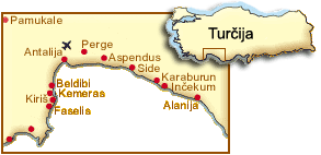 zemljevid Turcija Antalija