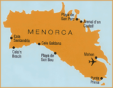 zemljevid Menorca (Mahon)