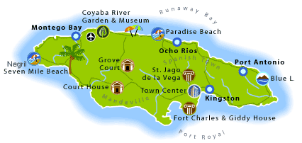 zemljevid Jamajka