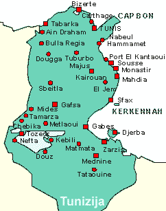 zemljevid Tunizija Monastir