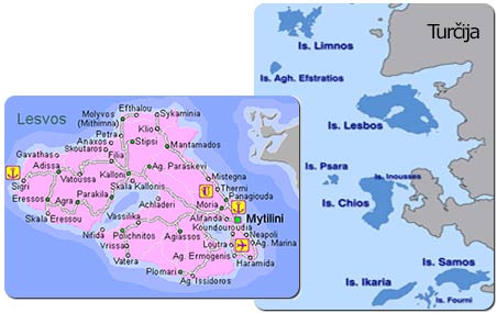 zemljevid Mytilene (Lesbos)