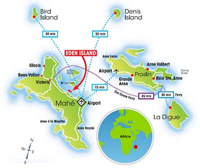 zemljevid Mahe, Sejšeli