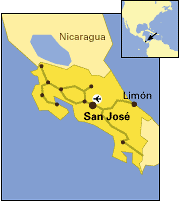 zemljevid Costa Rica - San Jose` & okolica
