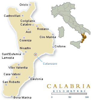 zemljevid Kalabrija -Ionische Kuste