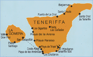 zemljevid Teneriffa Sud